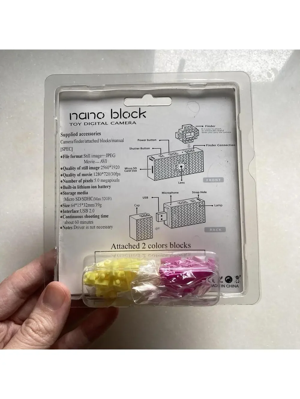 Toy Block Digital Camera Lego Nano Yellow/Pink Purple Mini Keychain